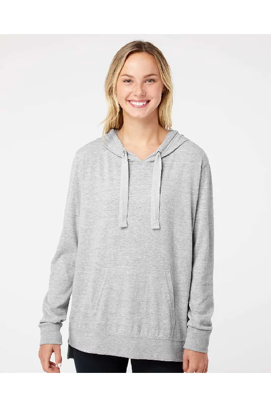 MV Sport Womens Sueded Jersey Hooded Sweatshirt Hoodie w/ Pouch Pocket - Heather Grey - Closeout