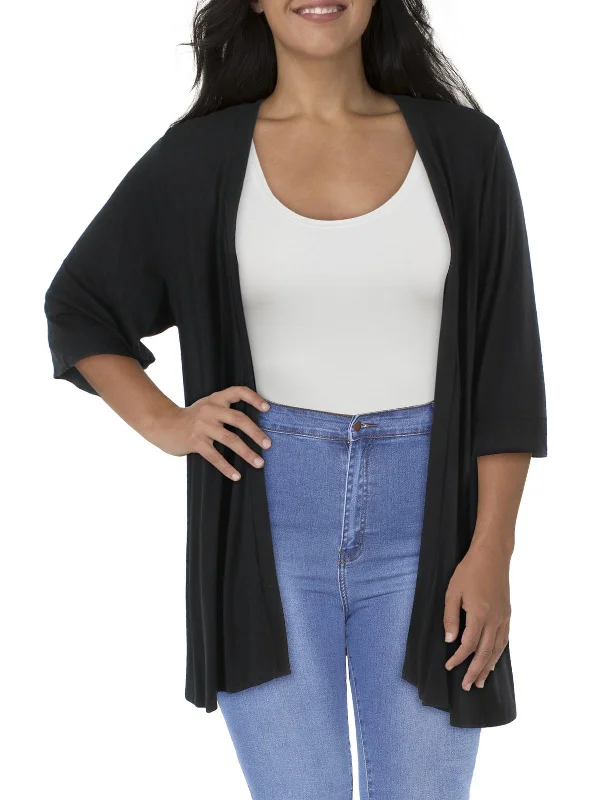 Plus Womens Cardigan Open Front Duster Sweater