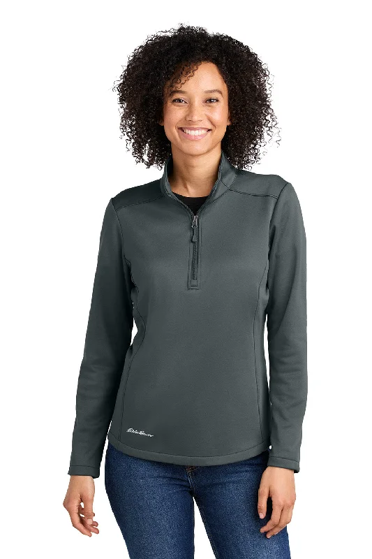 Eddie Bauer Womens Smooth Fleece 1/4 Zip Sweatshirt - Iron Gate Grey - New