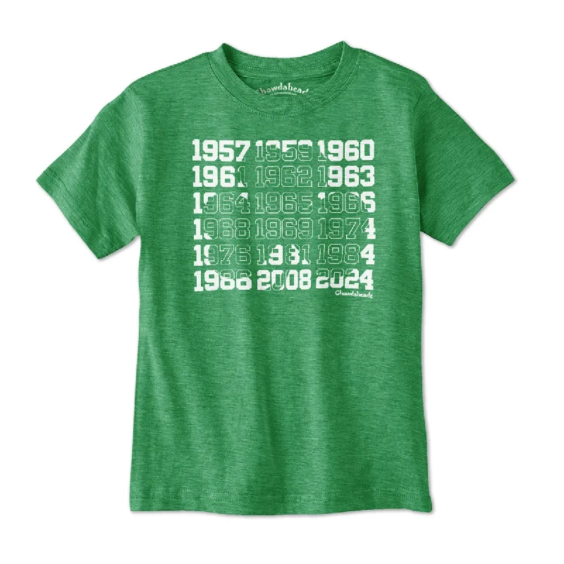 Boston Basketball Championship Dates Shamrock Youth T-Shirt