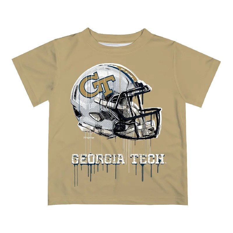 Youth Georgia Tech Yellow Jackets Dripping Football Helmet Gold T-Shirt