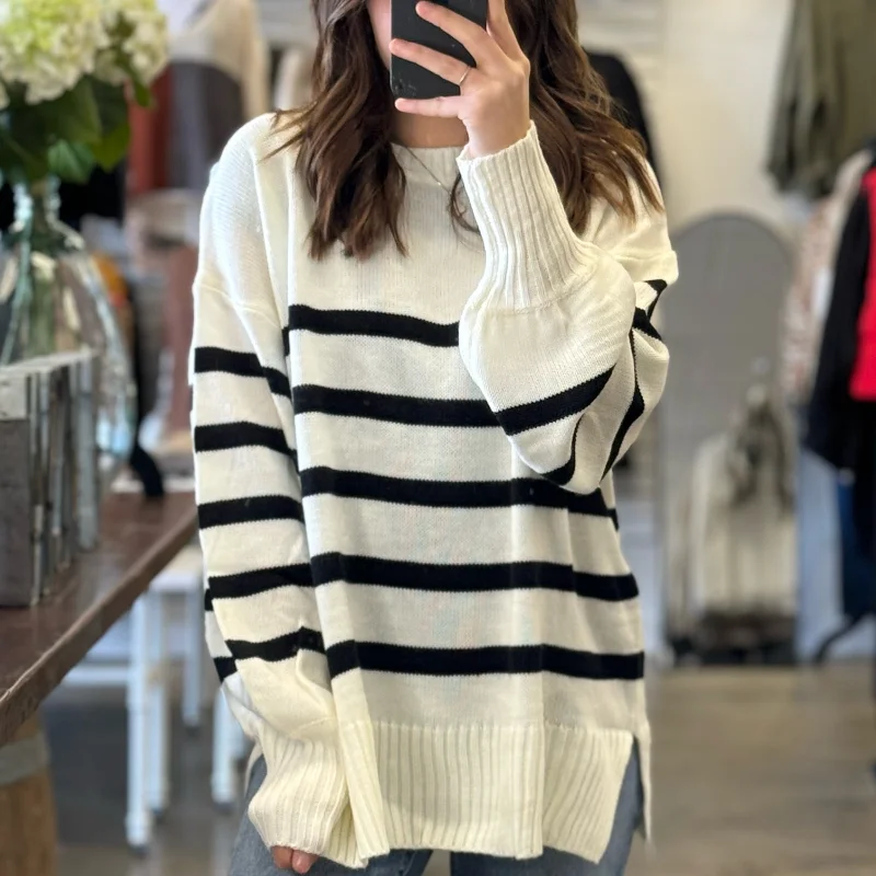 Peace And Joy Stripe Sweater White