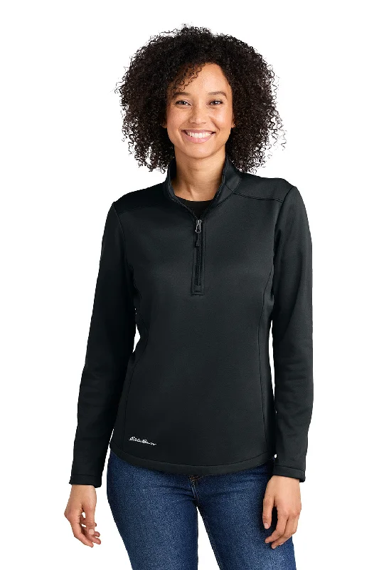 Eddie Bauer Womens Smooth Fleece 1/4 Zip Sweatshirt - Black - New