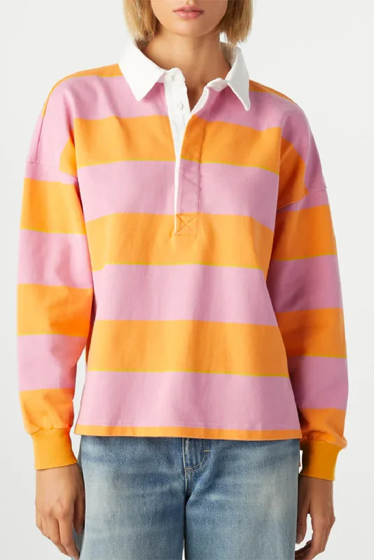 Yellow Colorblock Button Collared Sweatshirt