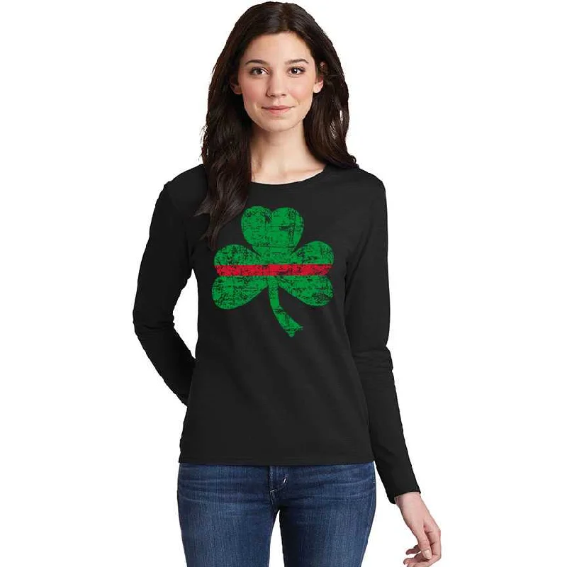 Women's Thin Red Line St. Patrick's Shamrock Long Sleeve T-Shirt