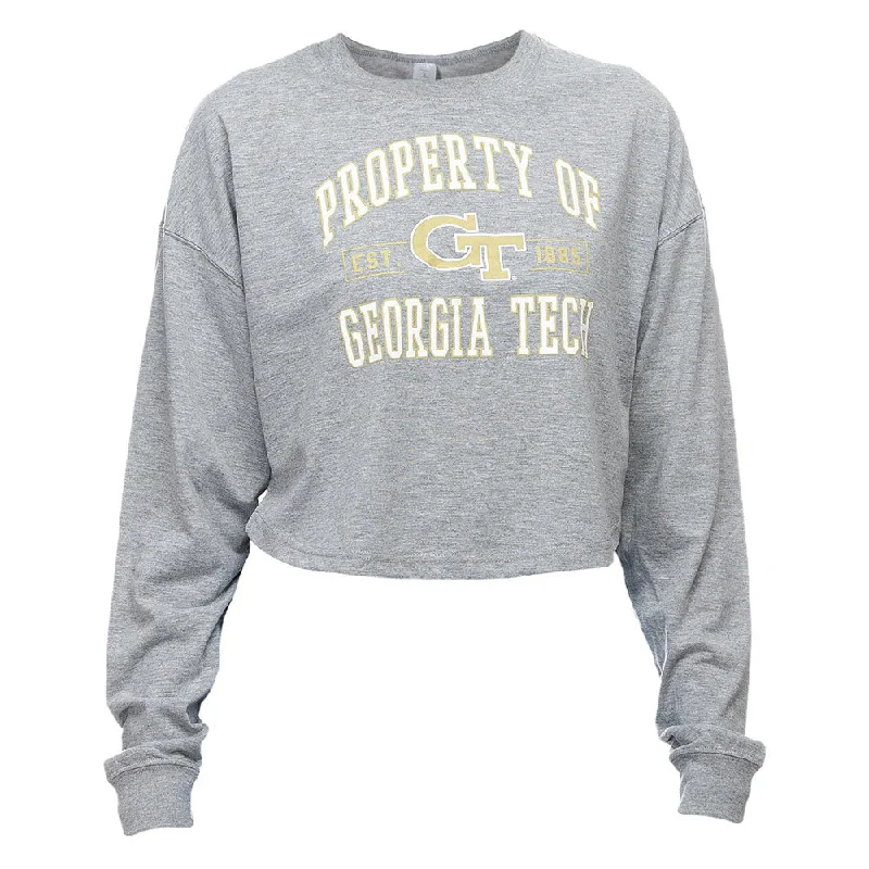 Ladies Georgia Tech Yellow Jackets Crop Long Sleeve T-Shirt