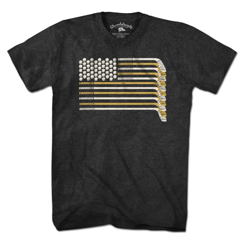 Black & Gold Boston Hockey Flag T-Shirt