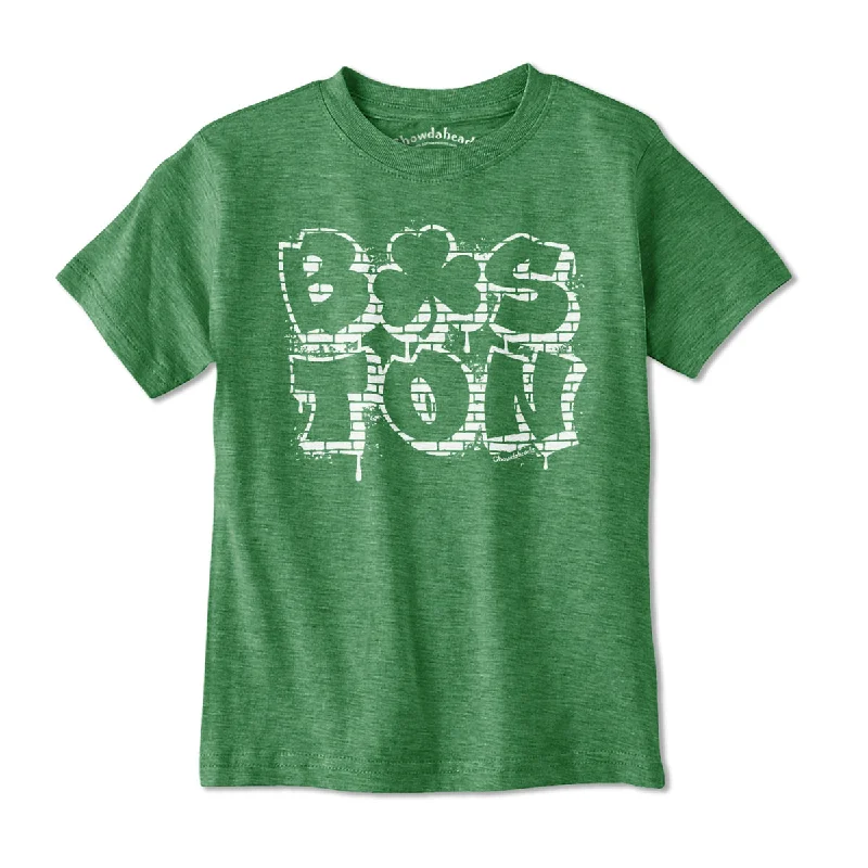 Boston Shamrock Stacked Graffiti Youth T-Shirt