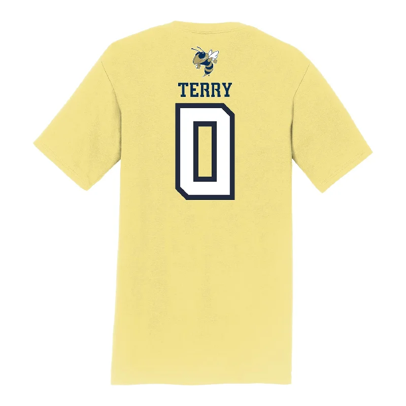 Georgia Tech Yellow Jackets Men's Basketball NIL Athlete T-Shirt - #0 Lance Terry