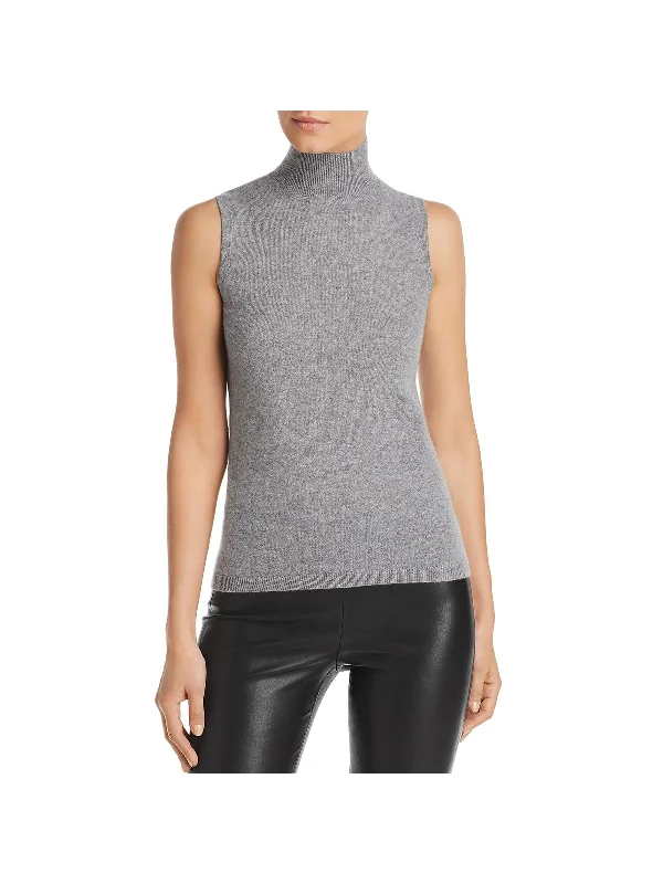 Womens Cashmere Ribbed Trim Tank Top Sweater