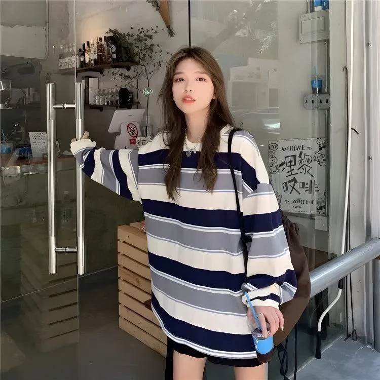 Vintage Casual Striped Sweatshirt