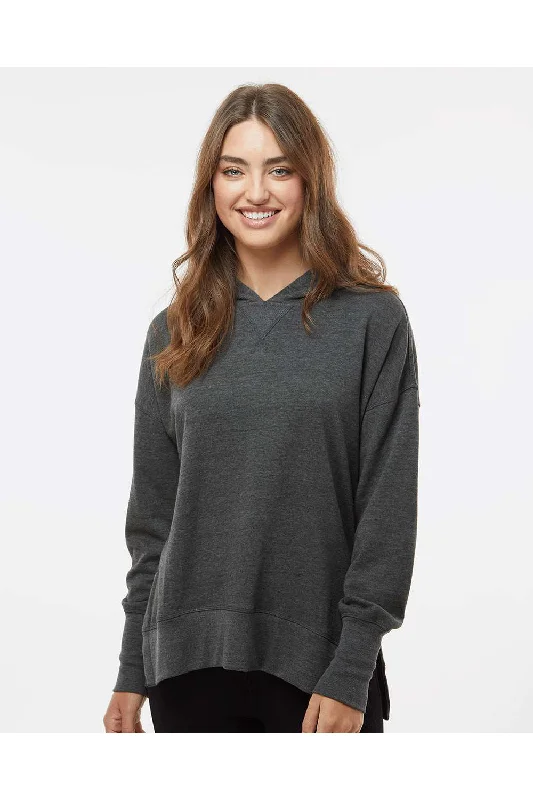 MV Sport Womens French Terry Hooded Sweatshirt Hoodie - Charcoal Grey