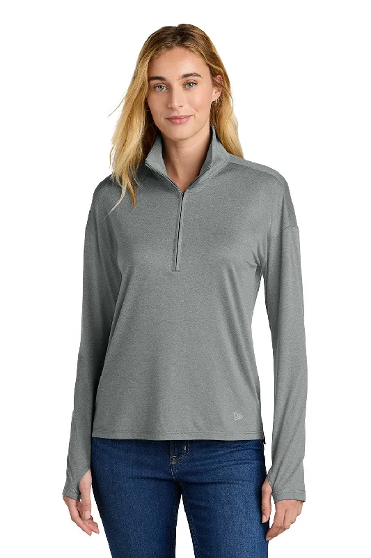 New Era Womens Power Moisture Wicking 1/4 Zip Sweatshirt - Heather Shadow Grey - New