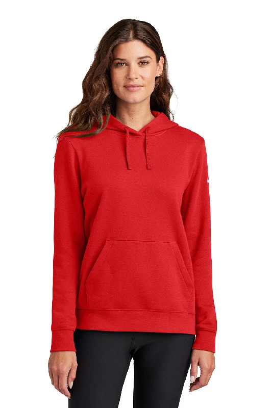 Nike Womens Club Fleece Hooded Sweatshirt Hoodie w/ Pouch Pockets - University Red - New