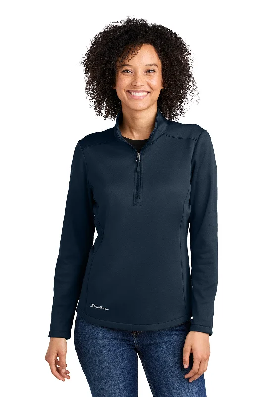 Eddie Bauer Womens Smooth Fleece 1/4 Zip Sweatshirt - River Navy Blue - New