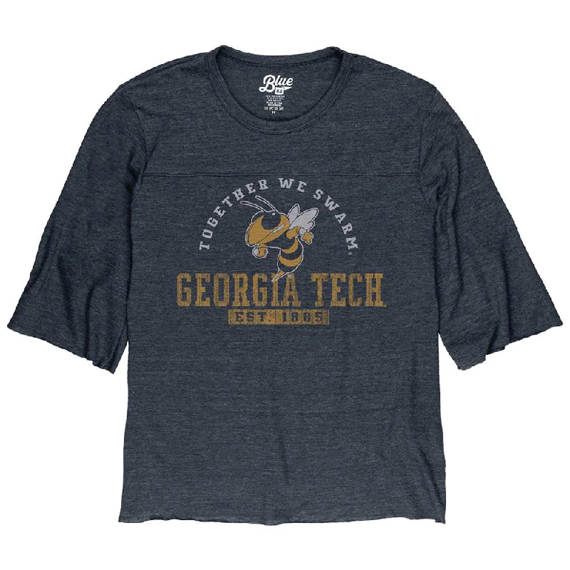 Ladies Georgia Tech Stifle Raw Edge 3/4 Sleeve T-Shirt