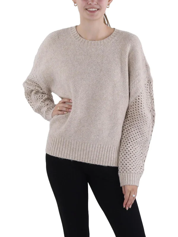 Womens Wool Blend Mix Stitch Pullover Sweater