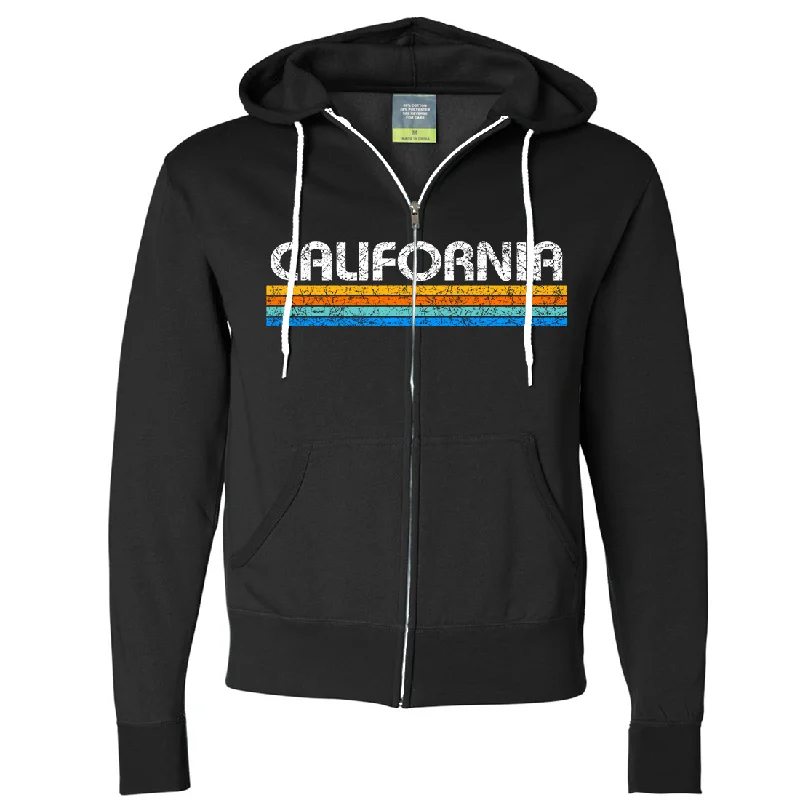 California Vintage Stripe Zip-Up Hoodie