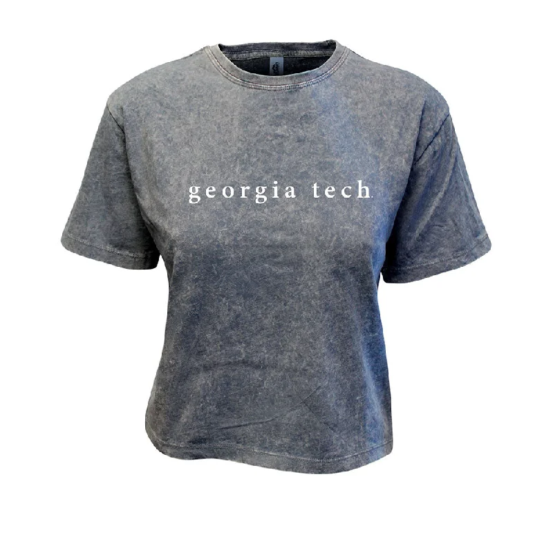 Ladies Georgia Tech Yellow Jackets Kelsey Mineral Wash Crop T-Shirt