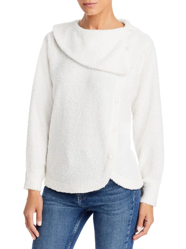 Womens Sherpa Tulip Hem Pullover Sweater