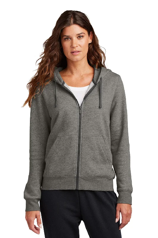 Nike Womens Club Fleece Full Zip Hooded Sweatshirt Hoodie w/ Pockets - Heather Charcoal Grey - New