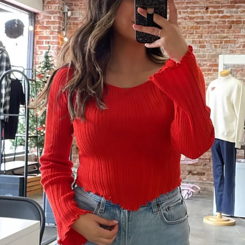 Paint The Town Red Ribbed Sweater