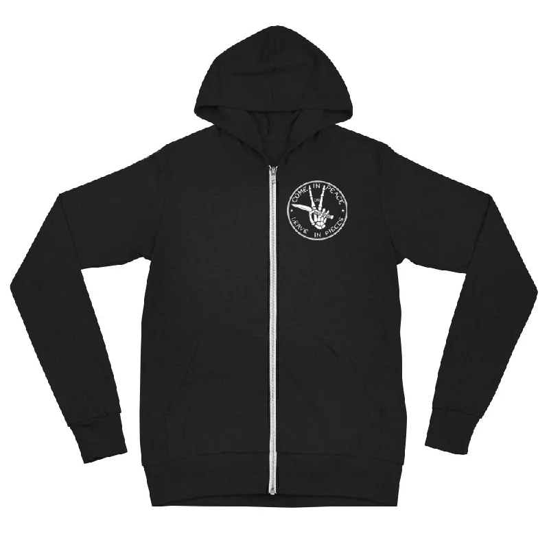 Come In Peace or Leave In Pieces Tri-Blend Lightweight Zip Hoodie