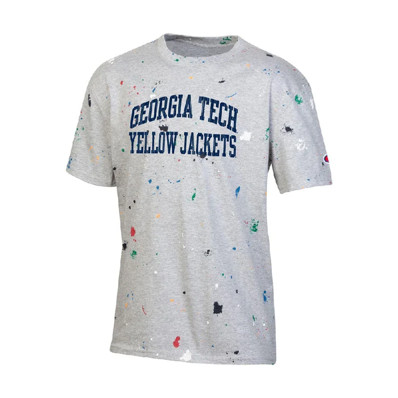 Youth Georgia Tech Yellow Jackets Paint Drop Grey T-Shirt