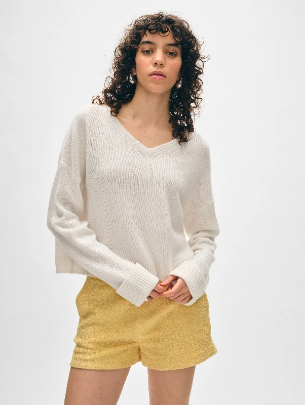 Cashmere Cuffed V Neck