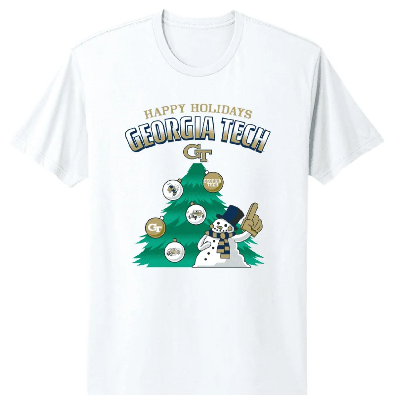 Georgia Tech Yellow Jackets Happy Holiday White T-Shirt