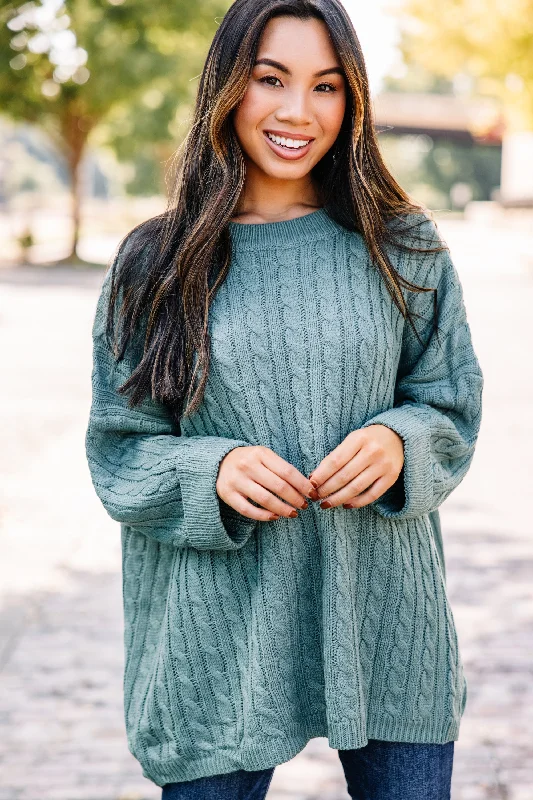 Rare Love Sage Green Cable Knit Sweater