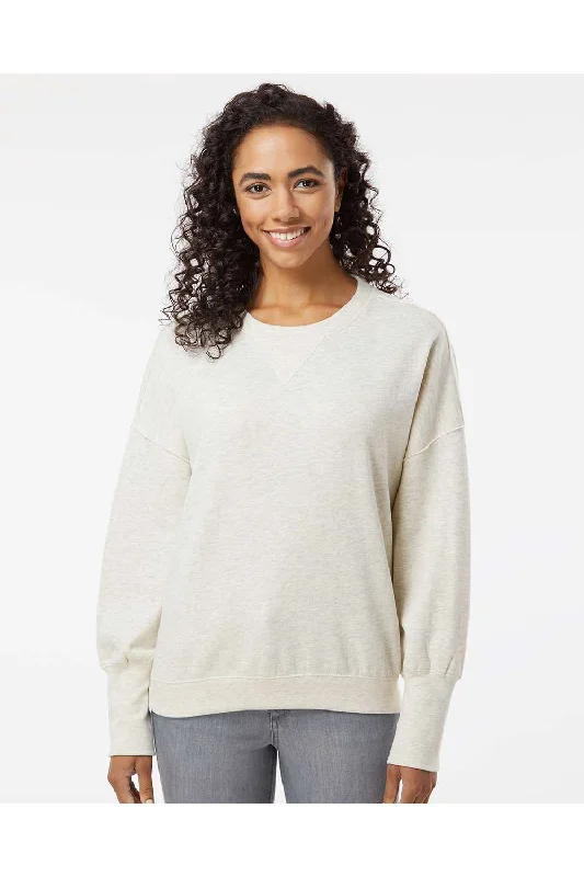 MV Sport Womens Sueded Fleece Crewneck Sweatshirt - Oatmeal