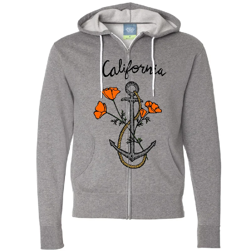 California Anchor Poppies Zip-Up Hoodie