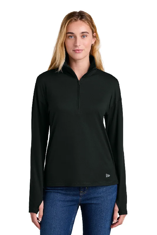 New Era Womens Power Moisture Wicking 1/4 Zip Sweatshirt - Black - New