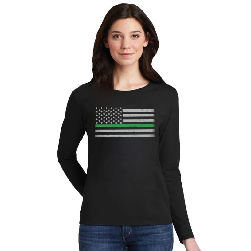 Women's Long Sleeve  - Classic Thin Green Line (Military)