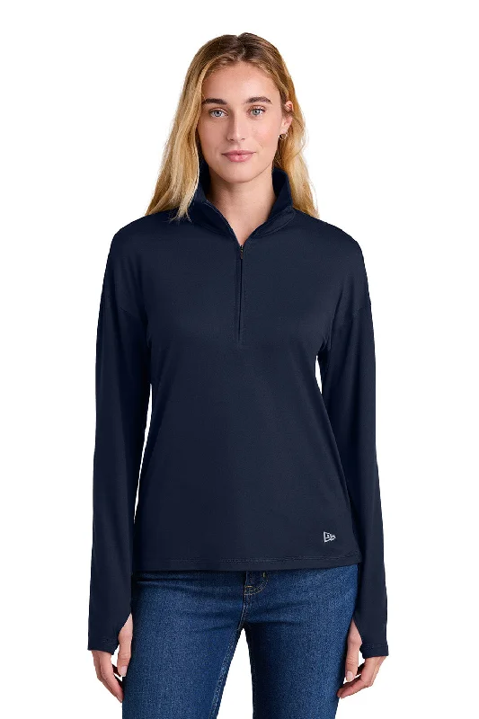 New Era Womens Power Moisture Wicking 1/4 Zip Sweatshirt - True Navy Blue - New