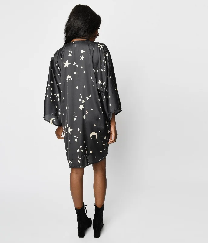 Black Moon & Stars Celestial Witch Kimono