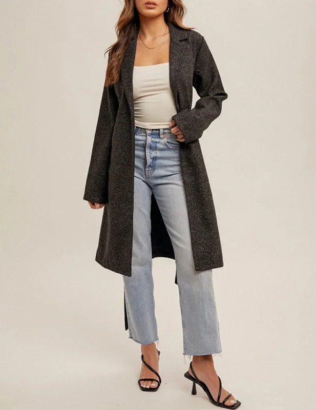 Caitlin Longline Speckled Tweed Trench Coat