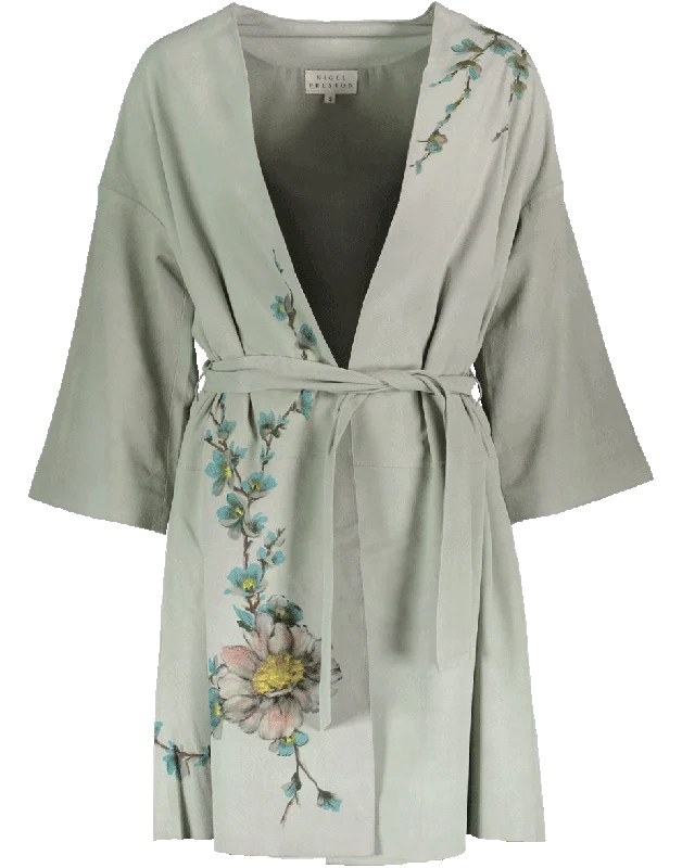 Collarless Kimono Coat