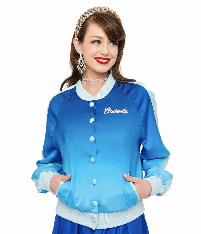 Disney Princess collection by Unique Vintage Cinderella Blue Ombre Long Sleeve Bomber Jacket