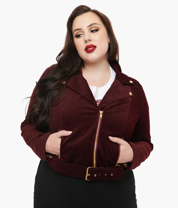 Tim Burton’s The Nightmare Before Christmas by Unique Vintage Plus Size Burgundy Velvet Jacket