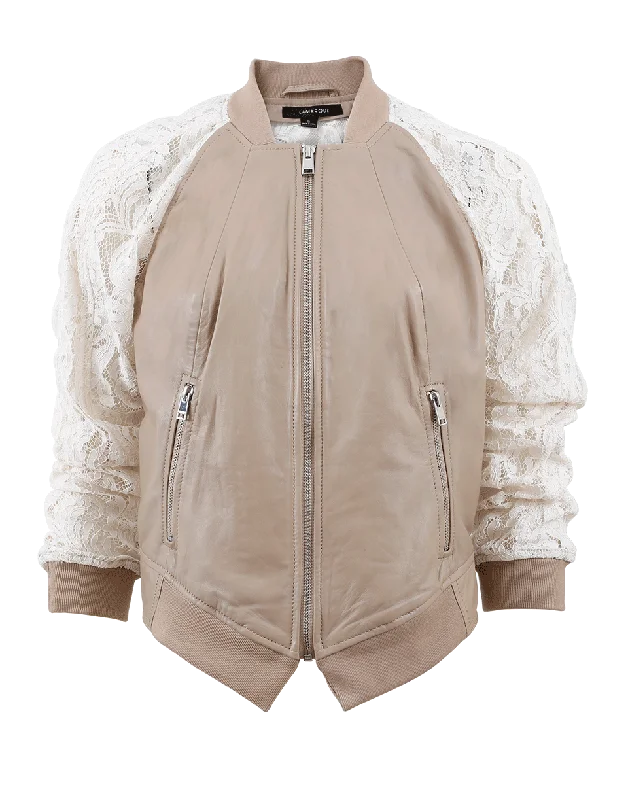 Lace Sleeve Bomber Jacket