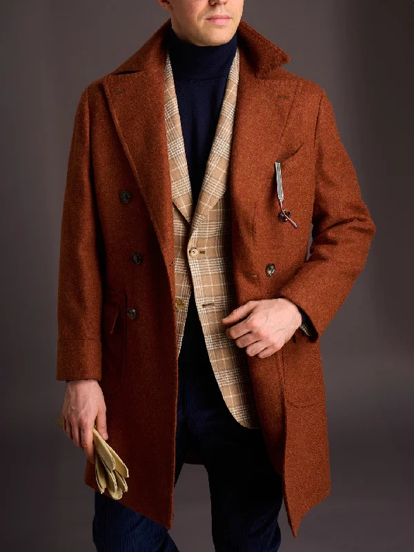 SARTORIA CIARDI Bespoke Handmade Burnt Orange Wool Coat Jacket EU 50 NEW US 40