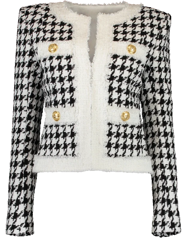 Straight Pocket Houndstooth Jacket