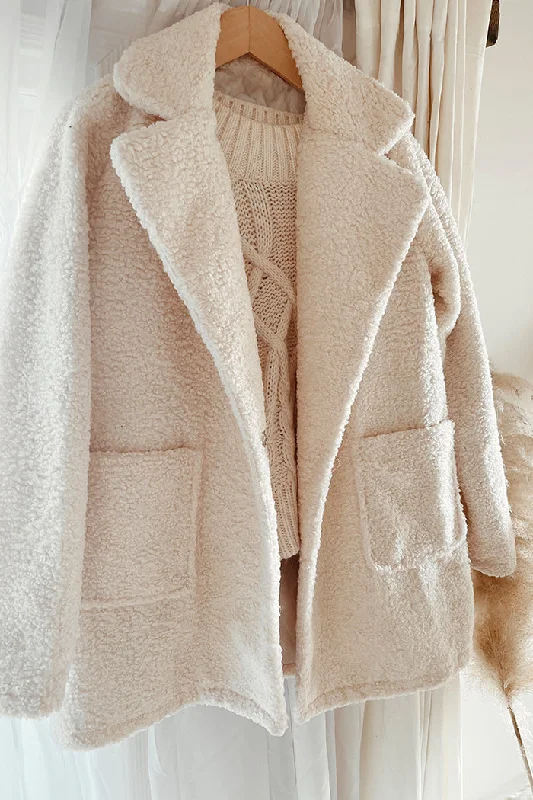 Terry Fur Coat Blazer - Beige