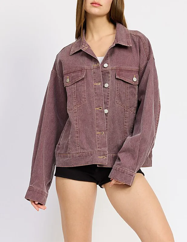 Yvette Boxy Purple Denim Jacket