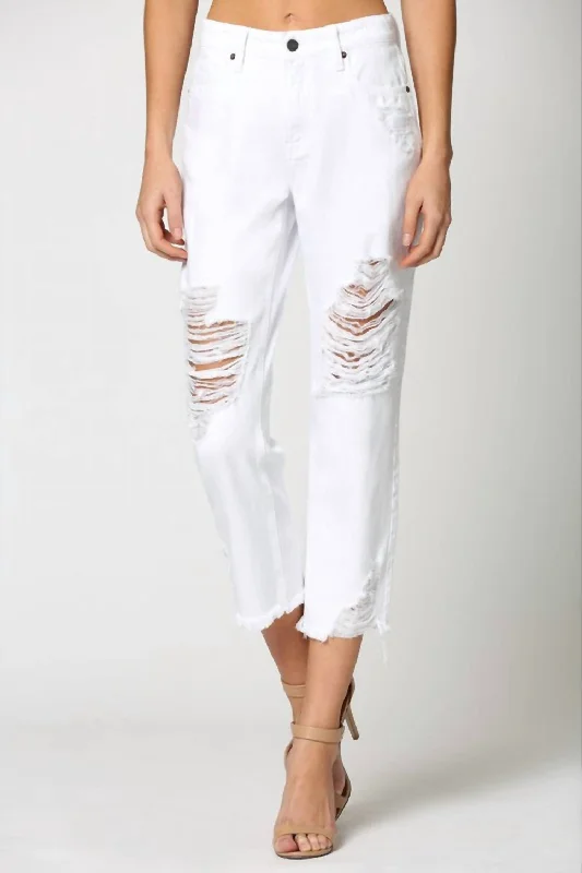 High-Rise Bailey Boyfriend Jeans In White