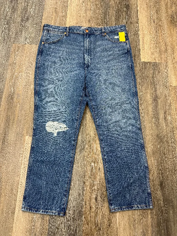 Jeans Straight By Wrangler In Blue Denim, Size: 16