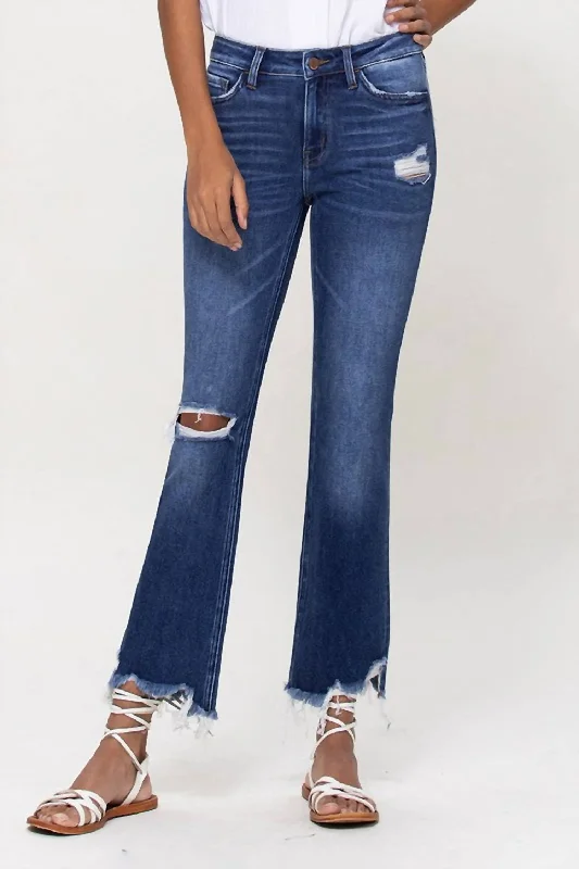 Sasha Mid Rise Ankle Flare Jeans In Dark Wash