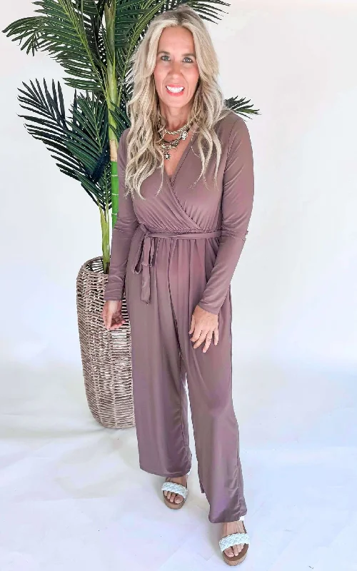 Dusty Mauve Long Sleeve Jumpsuit - Final Sale